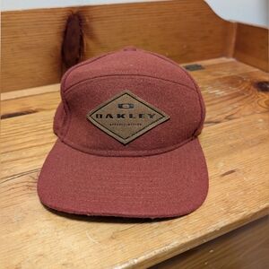 Oakley Wool Strapback Hat Rust Red Logo Patch Cap